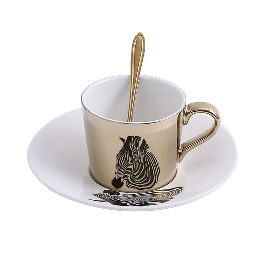 Tee-Ei-Becher, Blumen-Teetassen-Set, Teetassen und Untertassen-Sets, Porzellan-Tee-Set, Nachmittagstee-Set, Service-Kaffee-Set, Vintage-Keramik-Tasse, Kaffeetasse mit Löffel, Untertasse-Set for Reisen
