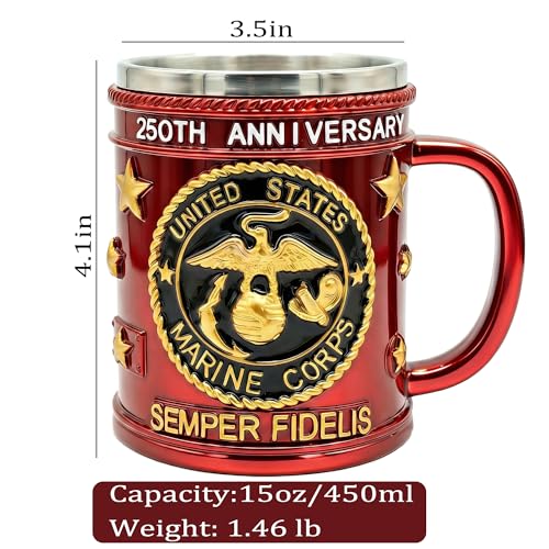 Taza de acero inoxidable USMC 15oz Rojo miniatura 2