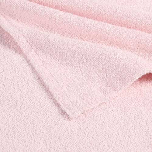 Image of Superior Kids Cotton Terry Poncho, Soft, Absorbent Bath Towel with Hood, Bathroom Accessories, Long, Plush Bathrobes for Bath, Shower, Spa, Resort, Beach, Pool, Boy, Girl, Small /Medium Size, Pink