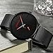 FIZILI Mens Watches Ultra-Thin Minimalist Waterproof-Fashion Wrist Watch for Men Unisex Dress with Stainless Steel Mesh Band-Red Hands