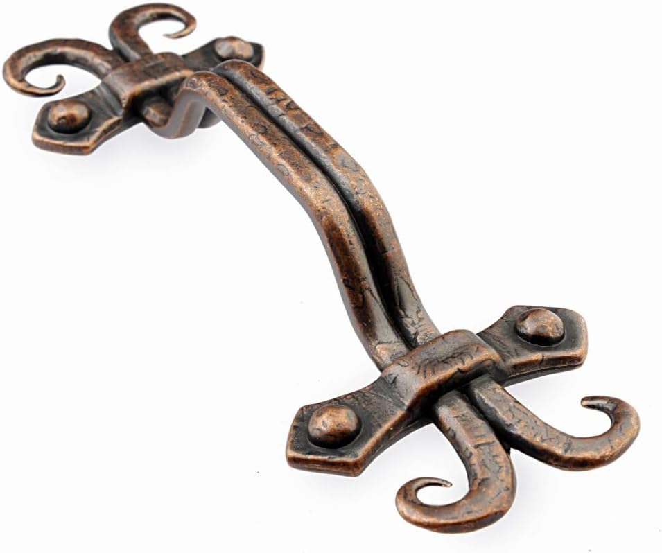 khtumeware 10 Pack Rustic Iron Cabinet Knobs 1-3/4 inch Center Cabinet Knobs Backplate Antique Black Hammered Vintage Kitchen Cabinet Handles Hardware for Dresser Drawers