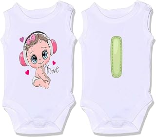 سالوبيت بكباسين مصنوع بالكامل من القطن بأشكال مميزة لحديثي الولادة، سالوبيت مخصص للبنات (مطبوع بحرف I)