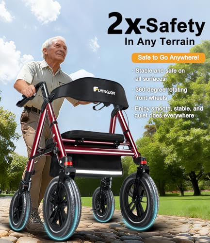 Image of Heavy-Duty Walkers for Seniors with seat,450Lb Bariatric Rollator Walker