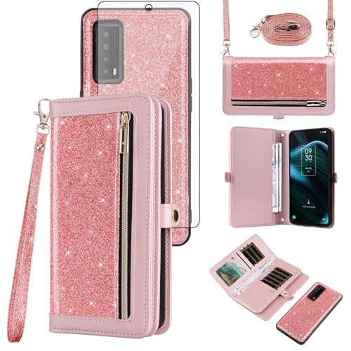 Housse TCL Stylus 5G avec sangle pailletée idéale pour vos sorties quotidiennes