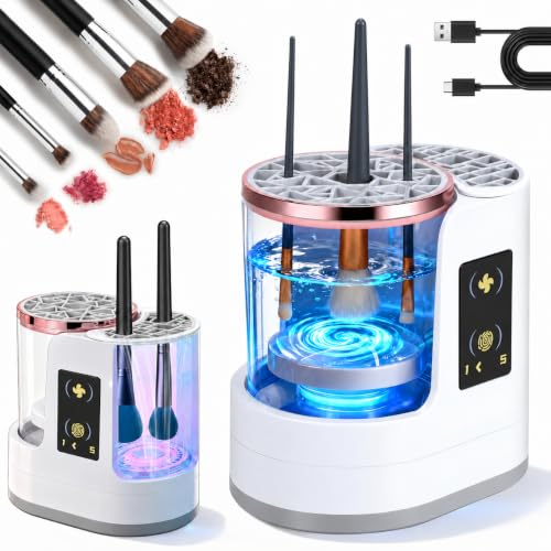Poputra 3-in-1 Electric Makeup Brush Cleaner White