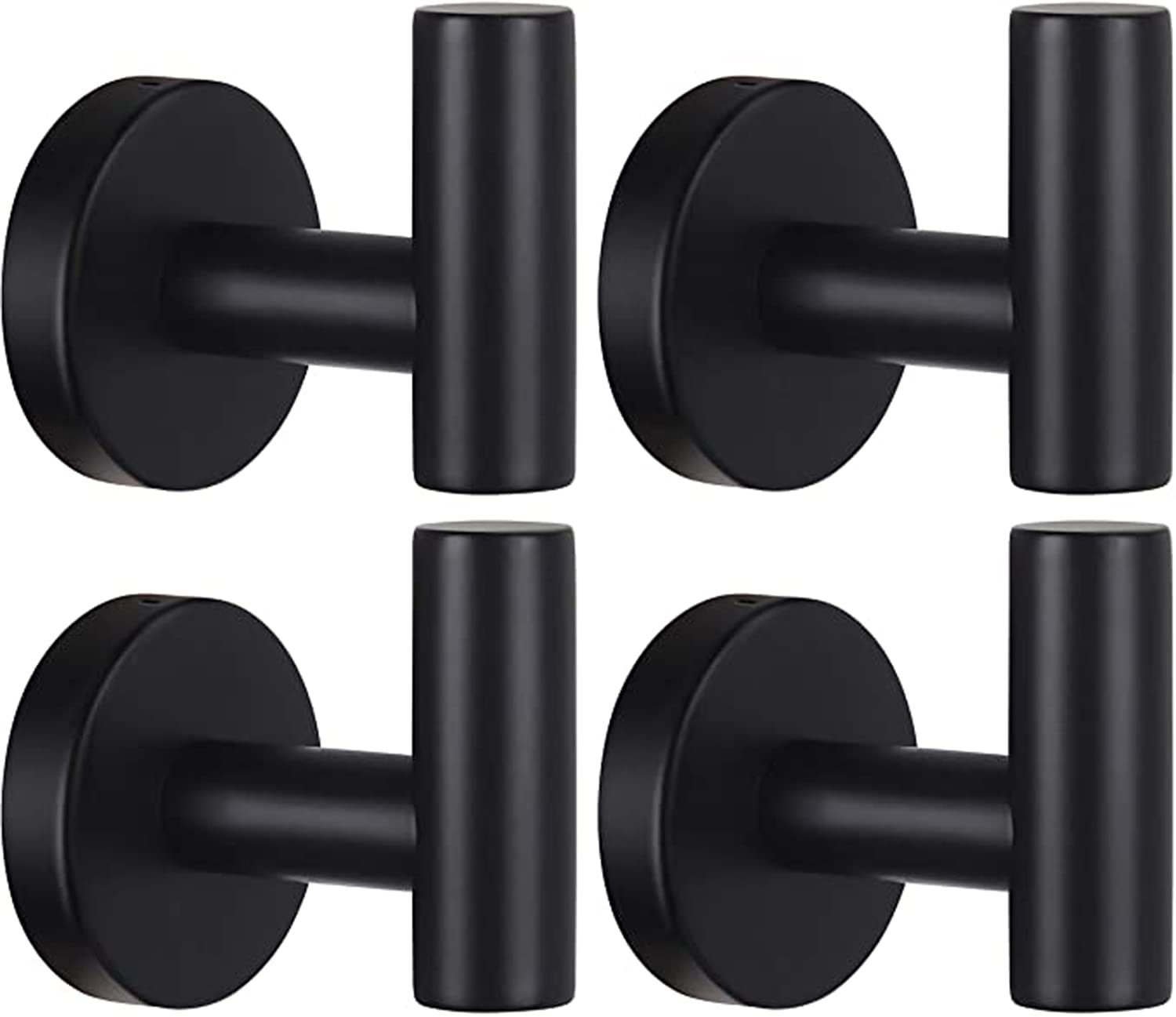 Wall Towel Hooks Coat Hook Bathroom Matte Black Robe 304 Stainless Steel Heavy Duty Door Hanger Towel Robe Clothes Cabinet Closet Sponges Hook Bathroom Bedroom Kitchen Hotel Pool 4 Packs