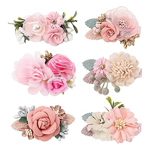 EVNEED 6Pcs Flower Clips Set Hair Accessory for Girls, Lightweight Floral Hair Bow for Baby Toddles Teen Girls Gifts,Xmas gifts for girls(Style B) Cover