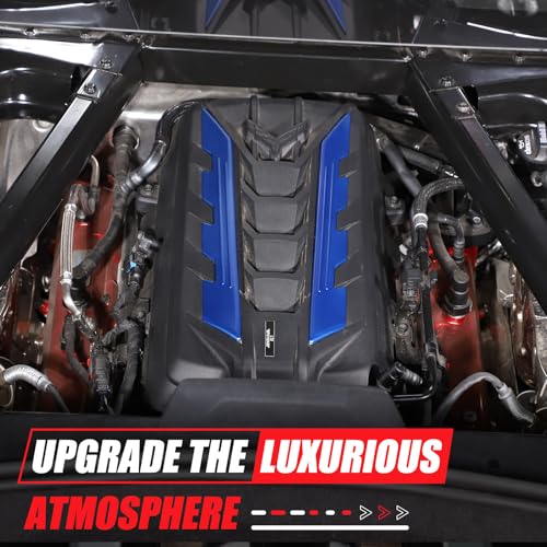Image of Engine Bay Panel Cover Trim 2PCS Compatible with Corvette C8 Stingray 2020-2025 Engine Cover Left Right Protective High Temperature Resistance Cover Trim Accessories (Blue)