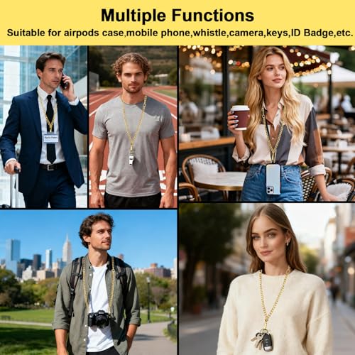 Image of XANGNIER Clip and Go Strap for Phone with Wallet Crossbody, Phone Strap with Zippered Wallet, Adjustable Anti Theft Cellphone Lanyard for Women, Cellphone Chain Accessories,Chain Gold