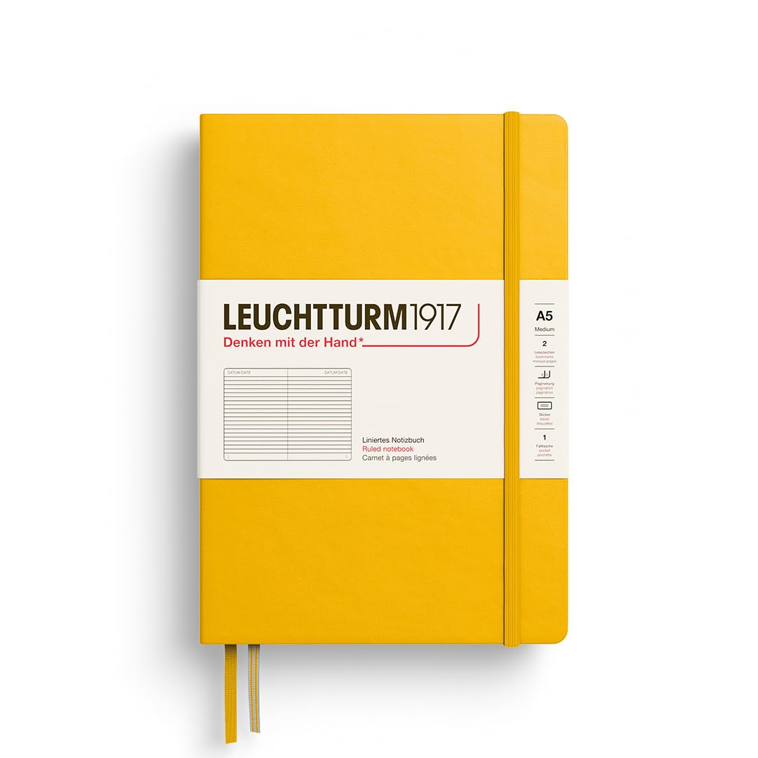 LEUCHTTURM1917 373987 Notebook Medium (A5), Hardcover, 251 Numbered Pages, Sunflower, Ruled