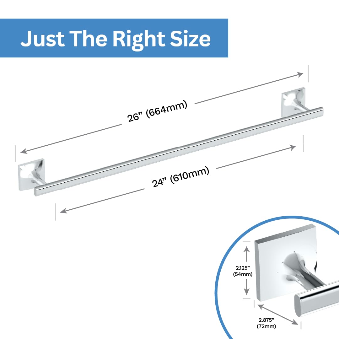 Gatco 5580 Waterline Towel Bar, 24 Inch, Chrome - Image 3