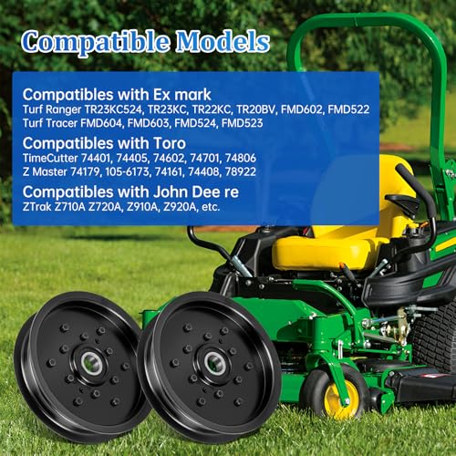 UP2WIN Idler Pulley 1-613098 Compatible with Ex Mark TR23KC FMD604 John Dee re Z710A Z720A Z910A Lawn Mower, 781856 Flat Idler Pulley Replaces Toro E613098 John Dee re TCA19779 TCA20092, 2 Pack