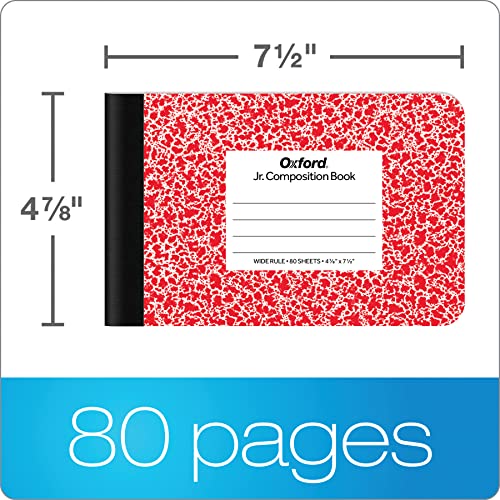 Oxford Jr. Composition Notebooks, Half Size, 4-7/8 X 7-1/2 Inches, Wide Ruled Paper, 80 Sheets, Assorted Primary Covers, 6 Pack (63779) #TOP1