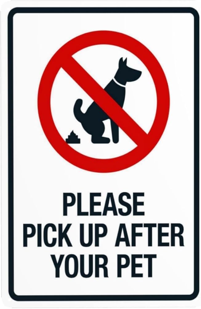 Please Pick Up After Your Pet No Dog Poop Warning Sign No Dog Poop Security Metal Signs For Business Home Outdoor Indoor Road Garage Street Wall Safety Caution Decor Gift For Women Men 8x12 Inch