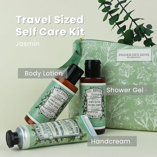 Image of Panier des Sens Jasmine Travel Pouch Gift Set, 2.3 + 2.3 + 1 fl oz