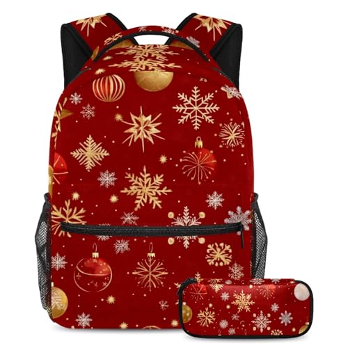 Sac à dos grande capacité avec trousse pour voyage et collège imprimé flocon