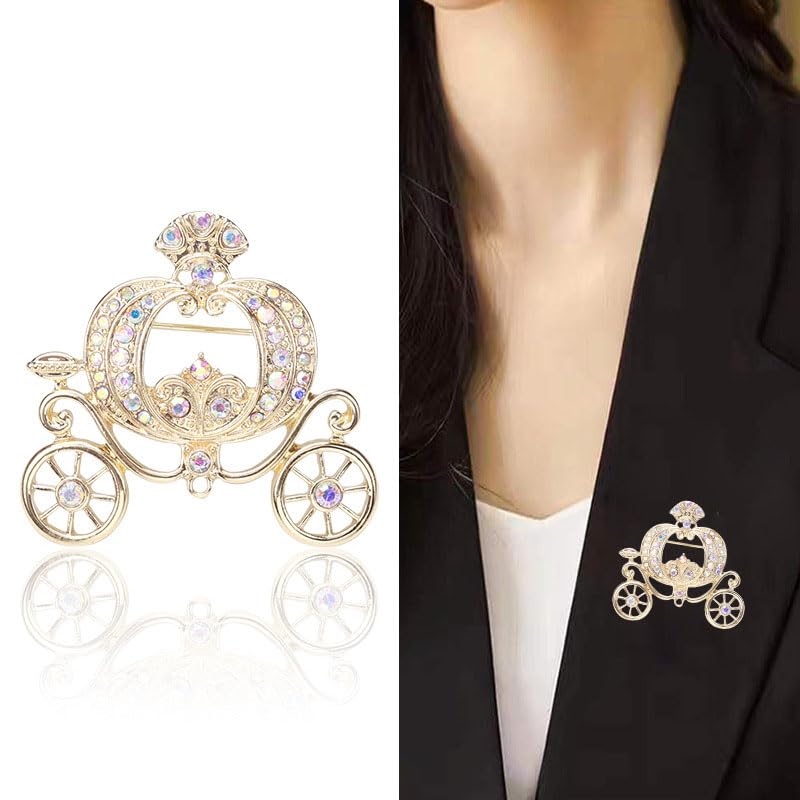 Image of 2Pcs Pumpkin Carriage Brooch Simple Sweater Scarf Shawl Buckle Pin Dress Jewelry Party Accessory For Women