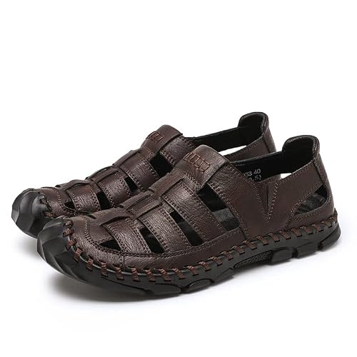Liuliulife Men's Sport Sandals Outdoor Hiking Sandals Closed Toe Leather Athletic Lightweight Trail Walking Casual Sandals Water Shoes Fisherman Beach Shoes #TOP1