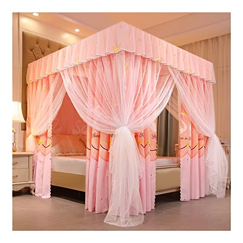 Mosquitera de cama con marco de acero resistente y dosel de drapes 2