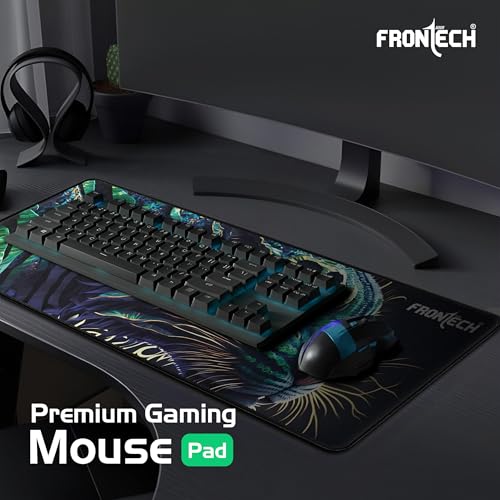 Image of FRONTECH Premium Extended Gaming Mouse Pad | Anti-Slip Rubber Base | Water & Spill Resistant | Stitched Edges | Ultra-Smooth Surface for Gaming & Office (MSP-0060 Green)