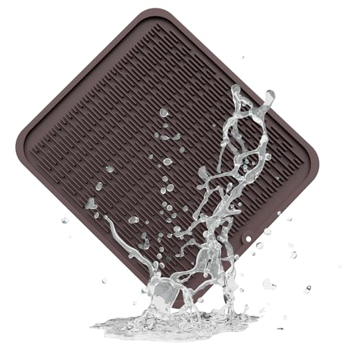 ZLR Oversized Silicone Dish Drying Mat for Kitchen, 16"x18", Coffee
