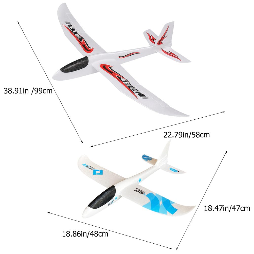 SHINEOFI Avion Jouet, Lot de 2 Grands Planeurs en Mousse à Lancer pour Enfants, Parfaits pour Jouer Dehors Ou comme Cadeau d'anniversaire.