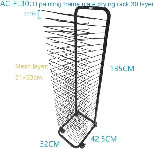 Rack de séchage d'art mobile avec étagères aérées et roulettes - 3