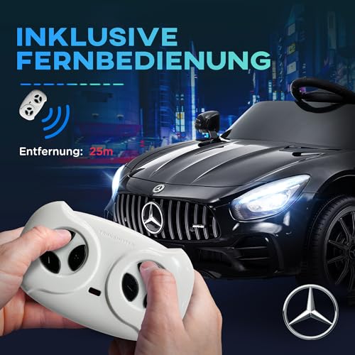 AIYAPLAY Kinder Elektroauto 12V Elektrofahrzeug mit 2,4G Fernbedienung, Lichten, Musik, Stützräder, 3-5 km/h, Kinderauto mit USB, MP3, Rückwärtsfunktion, Sanftstart, für Kinder 3-6 Jahre, Schwarz – Bild 7