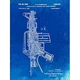 ArtDirect PP44-Faded Blueprint M-16 Rifle Patent Poster Unframed Art Print Giclee Poster by Borders, Cole - Ready for Framing with Customization Sizes 8x10, 11x14, 15x20, 24x32, 36x48, 45x60 Inches