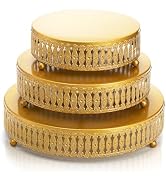 Goaste 3 Pack Cake Stand Set, Round Metal Cake Stands, Dessert Cupcake Pastry Candy Display Plate...