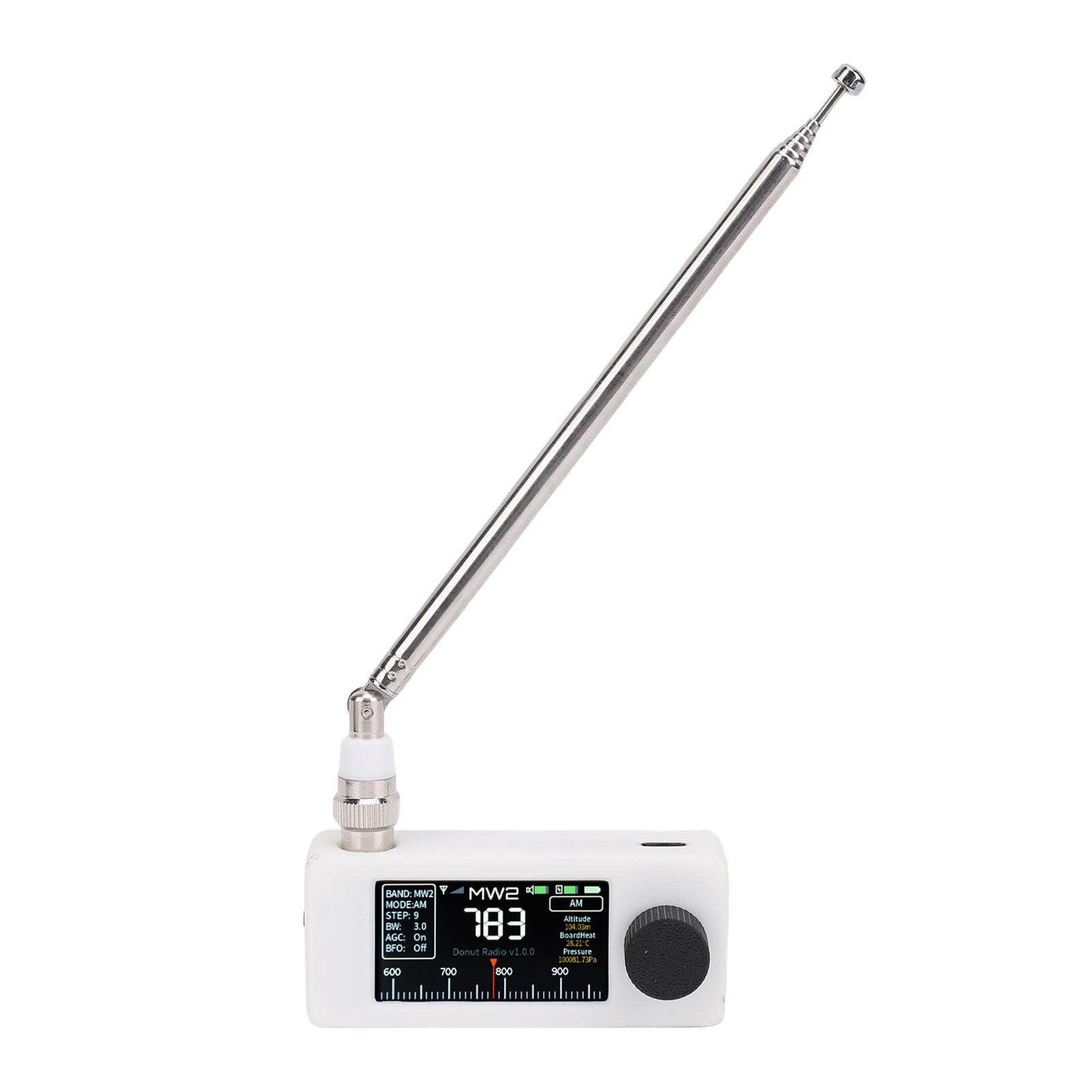 ASHATA Mini Radio SI4732 con Pantalla a Color de 1,9 Pulgadas, Receptor de Radio de Bolsillo Am FM Portátil, Radios de Transistores USB LSB con Conector para Auriculares de 3,5 Mm Antena (White)