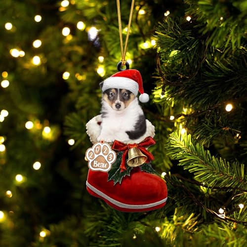 Personalized Shetland Sheepdog Ornaments - Santa Boot Christmas Style
