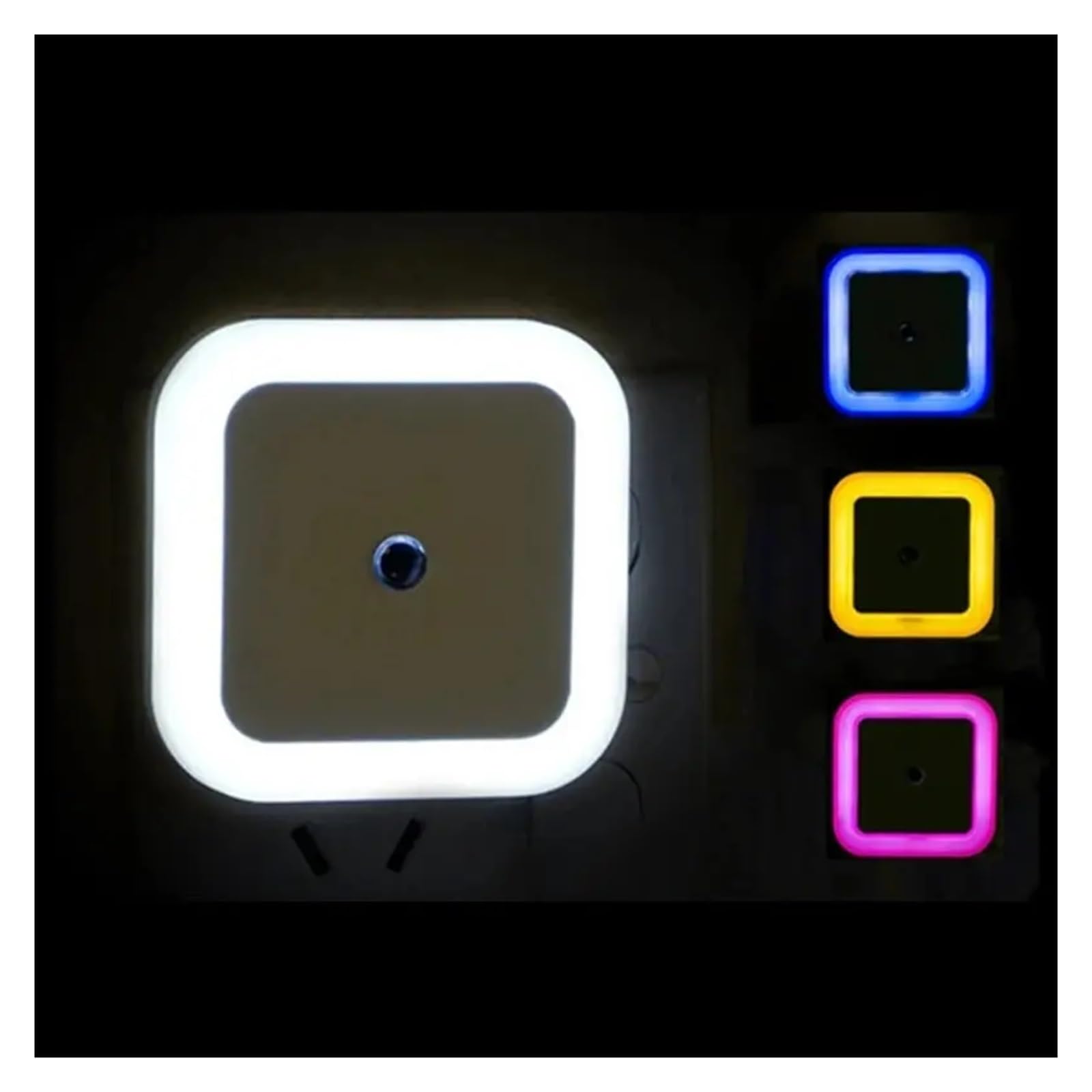 Sensor de luz LED nocturna con enchufe europeo, Mini luces nocturnas cuadradas for bebés, niños, sala de estar, dormitorio, lámpara de iluminación del pasillo