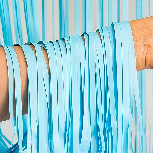 BRAVESHINE Pastel Blue Fringe Curtains Party Streamers Backdrop | 2 Pack by BRAVESHINE - Used condition - Image 8