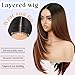 NOSTALGIA Brown Highlight Wear and Go Glueless Wigs Pre Plucked Pre Cut for Beginners Synthetic Lace Front Wigs For Woman Long layered Straight 24 Inch Brown Highlights 3 Seconds to Wear