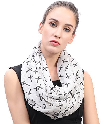 Lina & Lily Cross Print Women's Infinity Scarf Lightweight