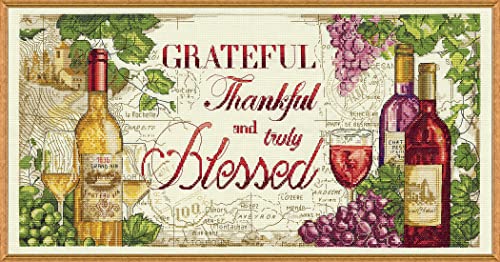 Image of Grateful Wine Counted Cross Stitch Kit