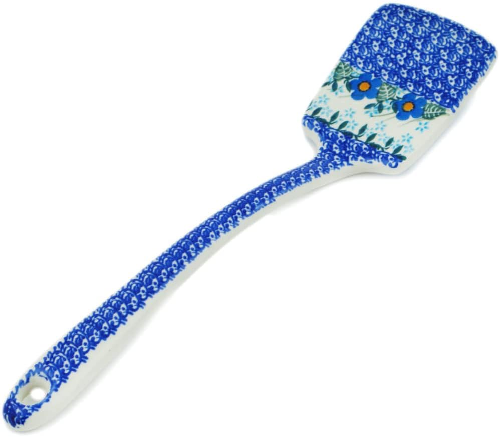 Polmedia Polish Pottery Spatula - Blue Joy Pattern Handmade in Boleslawiec Poland by Ceramika Artystyczna + Certificate of Authenticity