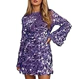 Glitzerkleid Damen Bodycon Pailettenkleider Mesh Partykleid Sexy Elegant Langarm Glitzer Kleid Mesh Partykleid Pailettenkleider Für Damen Langarm Pailletten Kleid Karneval A Linie Ballkleid