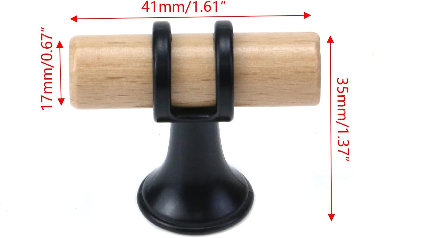 Semetall 6Pcs Wood Furniture Knobs for Dresser,Single Hole Drawer Pulls Wood,T Knobs for Dresser Drawers,Cabinets,Kitchen