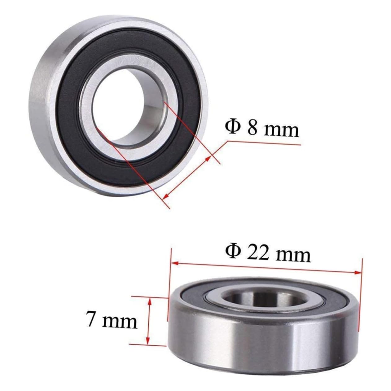 VICASKY 20pcs Inline Roller Skate Wheel Bearings Sealed Durable Maintenance for Skateboards Roller Skating and Scooters Black
