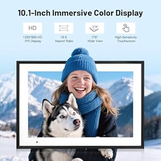 Digital Picture Frame, 10.1 Inch Picture Frame with 1280*800 HD IPS Touch Screen, Smart Digital Photo Frame Built-in 32GB Memory, Auto-Rotate Easy Setup to Share Photos or Videos via AiMOR APP (Black)