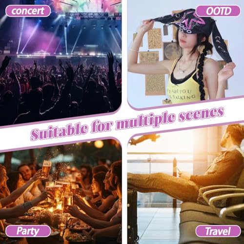 Image of Y2k Hat Punk Hats Denim Bunny Hat Chains Distressed Baseball Cap Kpop Outfits Y2k Grunge Hats for Women