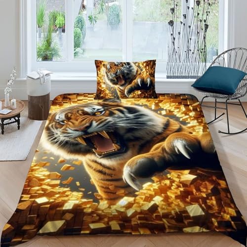 Housse de couette tigre 135x200 microfibr