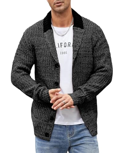 Cardigan Sweaters for Men Slim Fit Long Sleeve Button Shawl Collar Lightweight Big and Tall Knitted Sweaters2