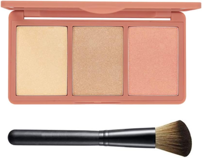 3CE Strobing Skin Palette Iridescent Glow 3-Dimensional Makeup Glowing Skin with Face Brush