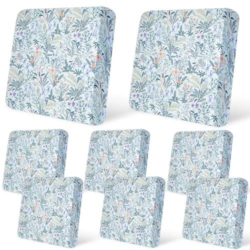 pickyNproud 8Pcs Patio Cushion Covers Stretch Outdoor Couch Cushions Slipcovers Replacement Washable Furniture Protector with Elastic Bottom Sofa Chair Seat Cover