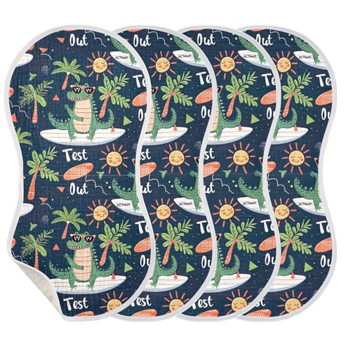 xigua Cartoon Alligators Baby Burp Cloths for Newborn Boys and Girls 2 Pack, Soft & Absorbent Cotton Baby Burp Cloth, Baby Washcloths, Newborn Towel, Burp Rags3