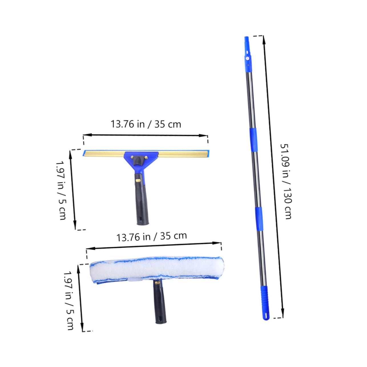 Escobilla de Goma para Limpieza de Ventanas 1 Juego de Fibra | Mango para Coche, Azul, Acero Inoxidable y Abs, Adecuado para Parabrisas y Superficies de Vidrio Estilo Aleatorio