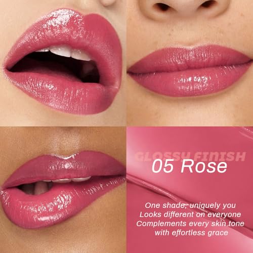 Image of Honey Lipstick Tinted Lip Balm - Shine Moisturizing Lipstick for Women, Natural Nourishing Hydrating Lip Gloss Stain for Dry Lips, Tint Sheer Lightweight Makeup, Vegan - 2Pc Rose & Girly